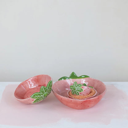 Hand-Painted Strawberry Shaped Nesting Bowls