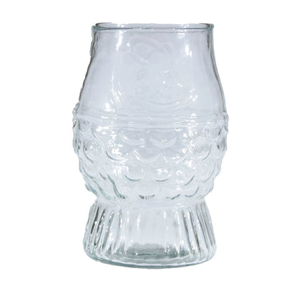 Pressed Glass Fish-Shaped Drinking Glass – 12 oz