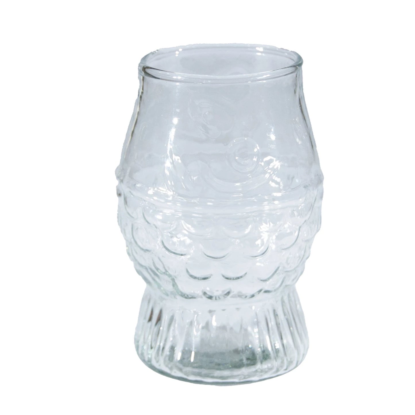 Pressed Glass Fish-Shaped Drinking Glass – 12 oz