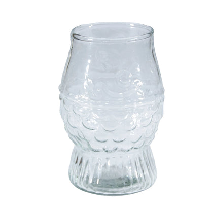 Pressed Glass Fish-Shaped Drinking Glass – 12 oz