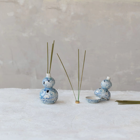 Embossed Incense Holder with Metal Insert