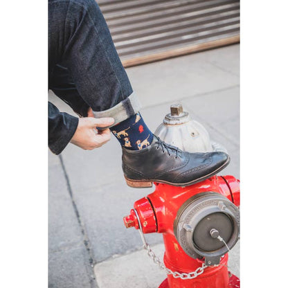 Men's Bamboo Crew Socks Navy Pups + Pumps