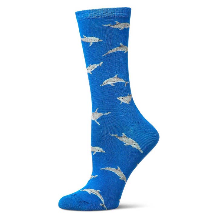 Women's Bamboo Crew Socks Celestial Dolphins
