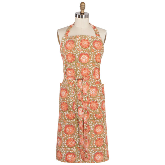 Apron Block Print Zinnia