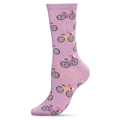 Women's Bamboo Crew Socks Lilac Bicycles