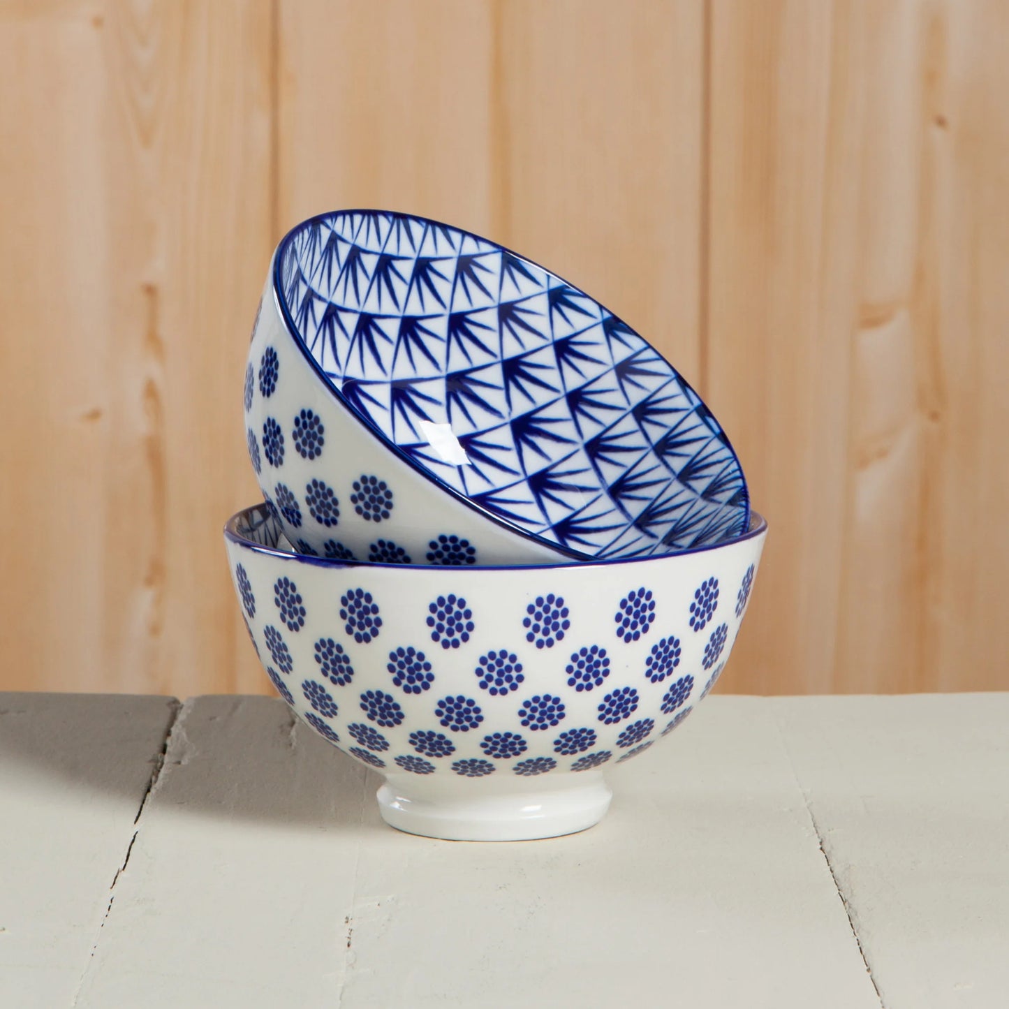 Stamped Bowl 4" Blue Dots Bowl