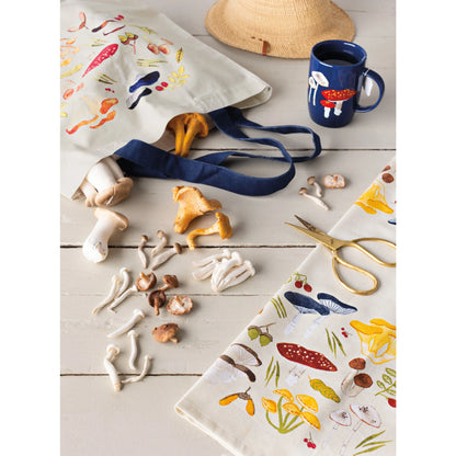 Field Mushrooms Printed Cotton Dishtowel