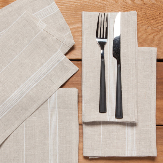 Maison Linen Stripe White Napkin Set of 4
