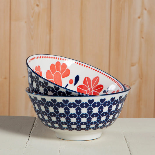 Stamped Bowl 6" Navy Bird