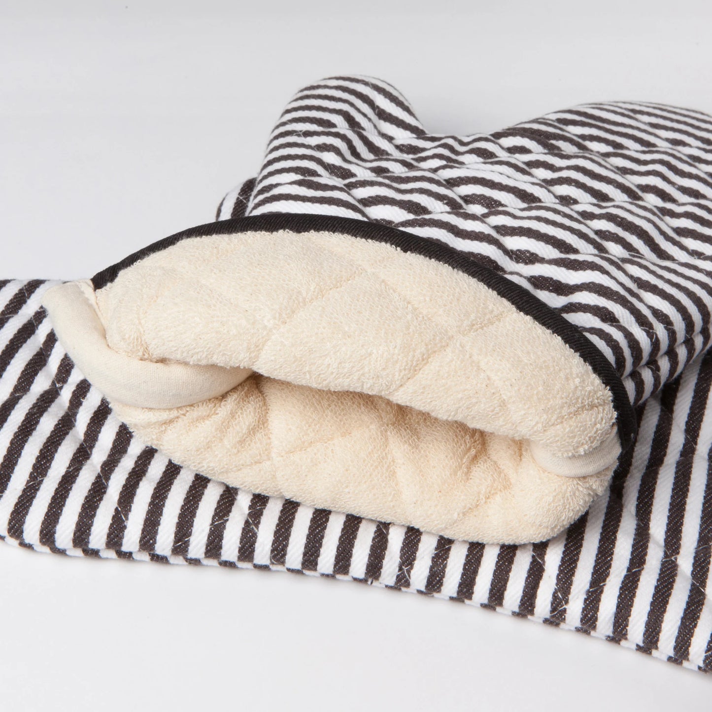 Super Narrow Stripe Black  Oven Mitt Set of 2
