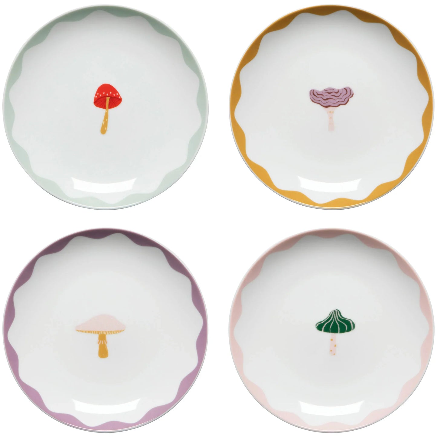 Mushroom Gems Appie Plates Set of 4