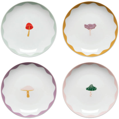 Mushroom Gems Appie Plates Set of 4