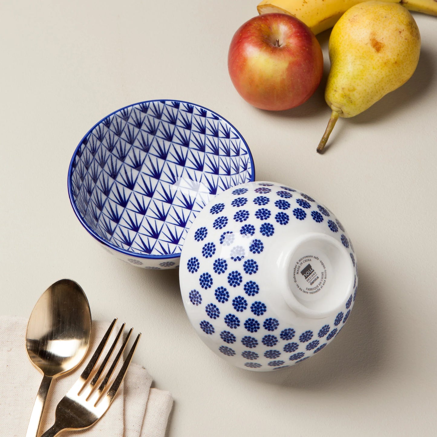 Stamped Bowl 4" Blue Dots Bowl