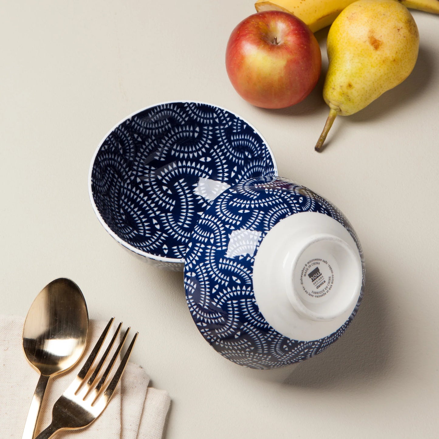 Stamped Bowl 4" Indigo Geo