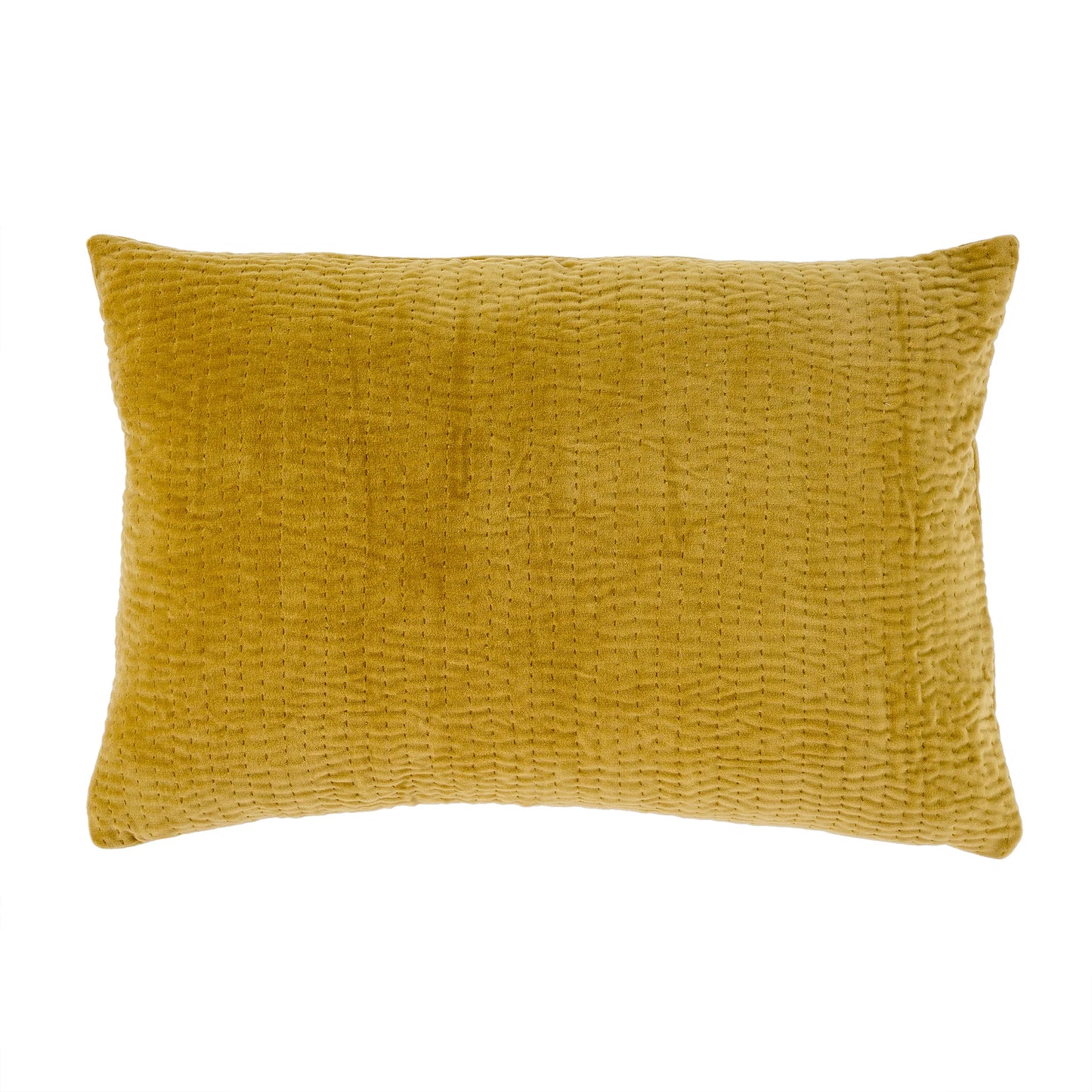 Velvet Kantha-Stitch Pillow Cushion Gold