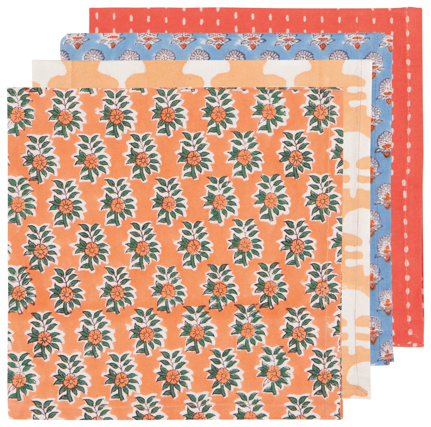 Block Print Gather Napkin Set of 4