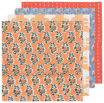 Block Print Gather Napkin Set of 4