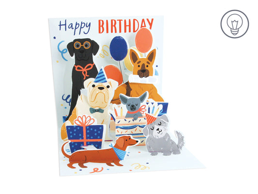 Pop Up Woof Party Happy Birthday Card