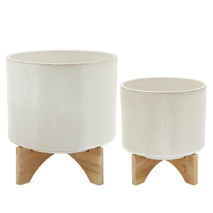 Tan Dot Planter w/ Stand