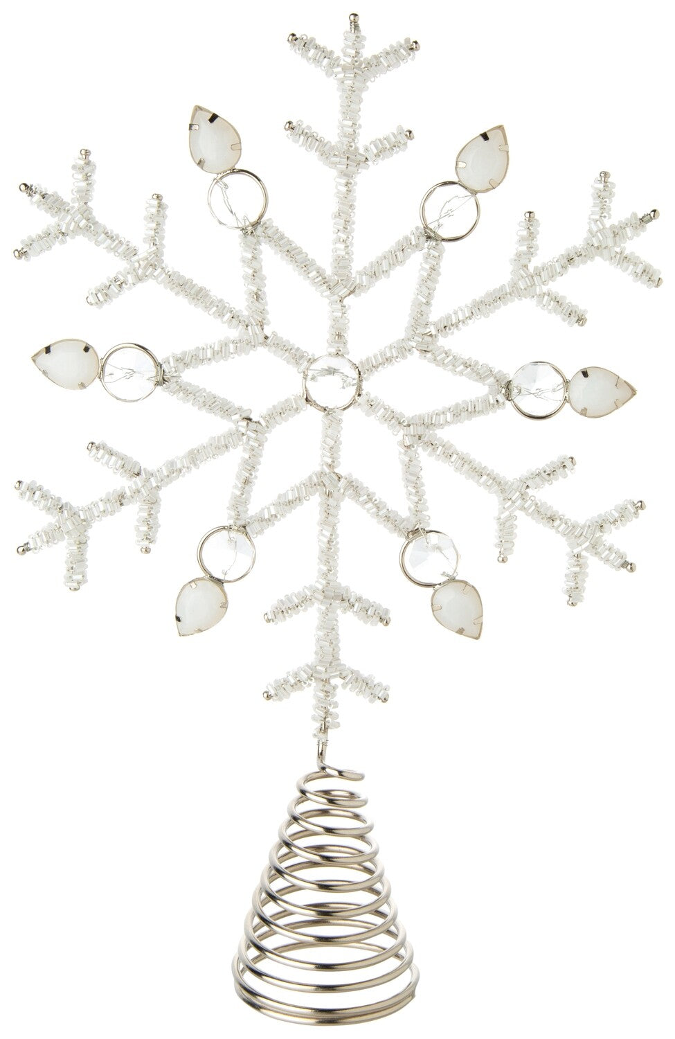 Glass Bead & Cut Stone Snowflake Tree Topper