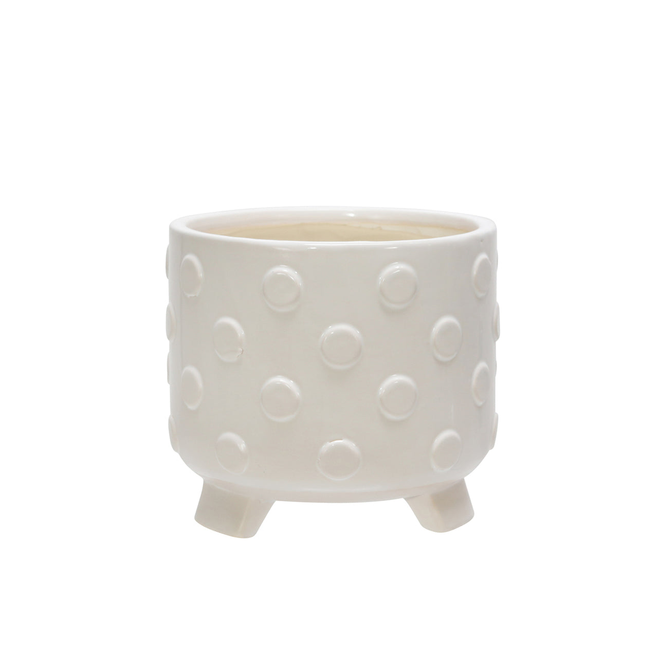 White Spots Ceramic Footed Planter