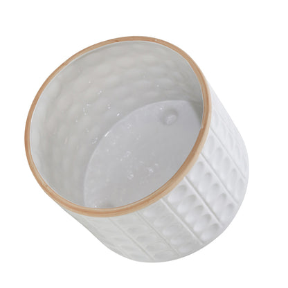 White Dimpled Ceramic Footed Planter