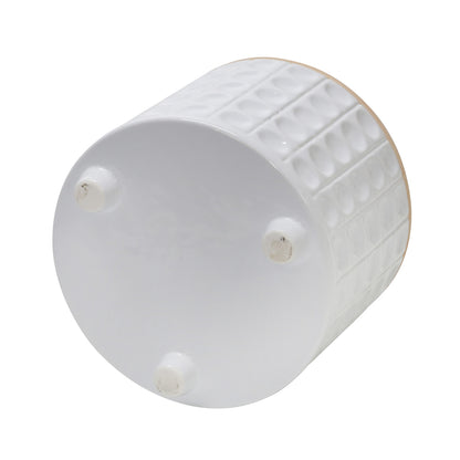 White Dimpled Ceramic Footed Planter