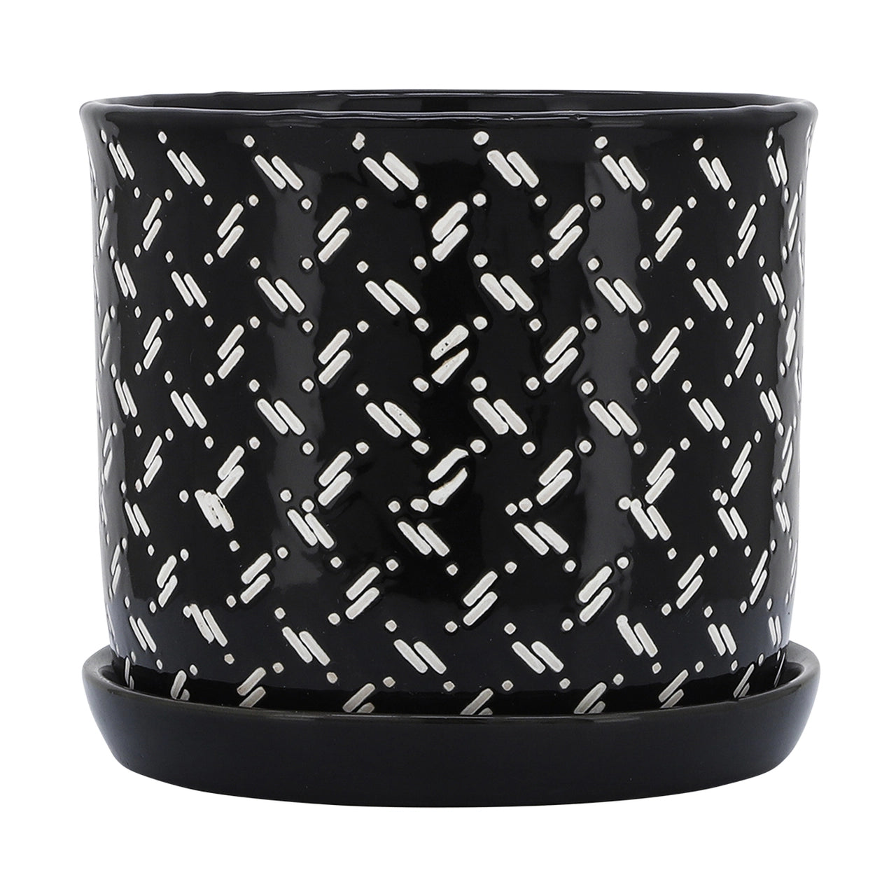 Dots Planter W/ Saucer, Black