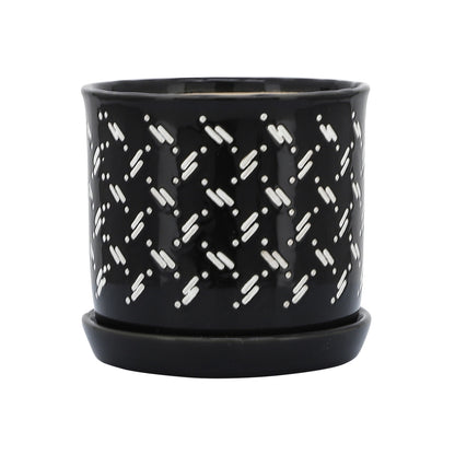 Dots Planter W/ Saucer, Black