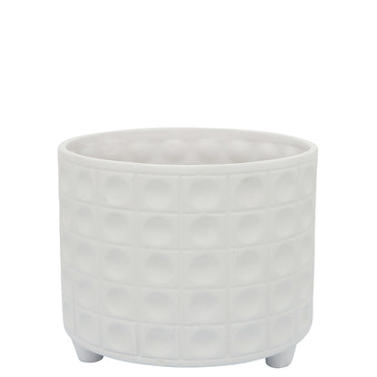 Hammered Footed Planter White