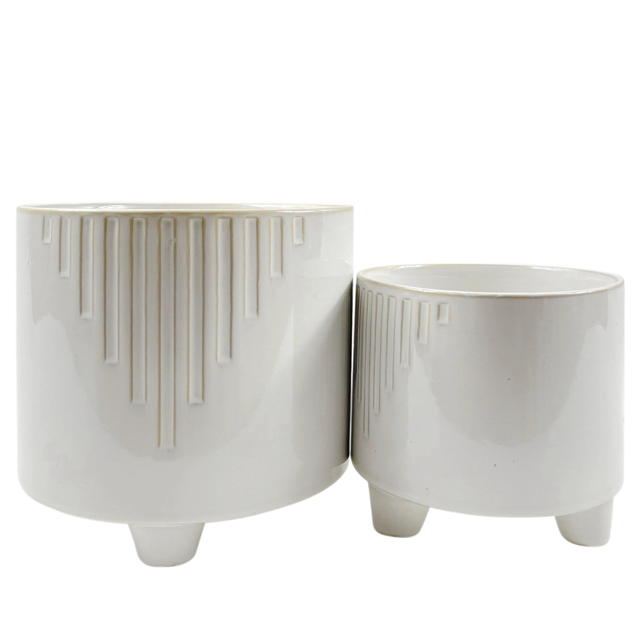 Line Footed Planter White