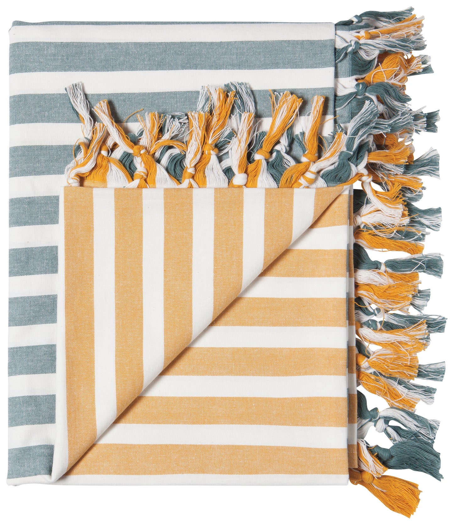 Caban Stripe Lagoon & Ochre Table Cloth 90
