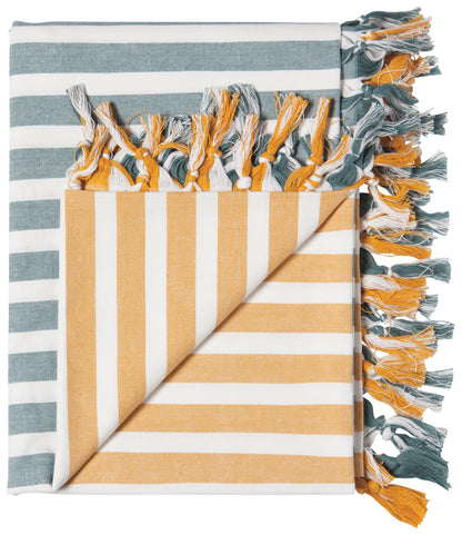 Caban Stripe Lagoon & Ochre Table Cloth 90