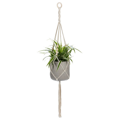 Macrame Planter Hanger with Tail 42" L (Ivory)