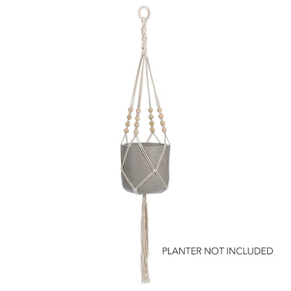 Macrame Planter Hanger with Tail 42" L (Ivory)