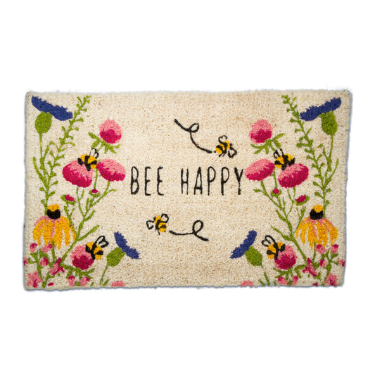 Bee Happy Wildflower Coir Doormat