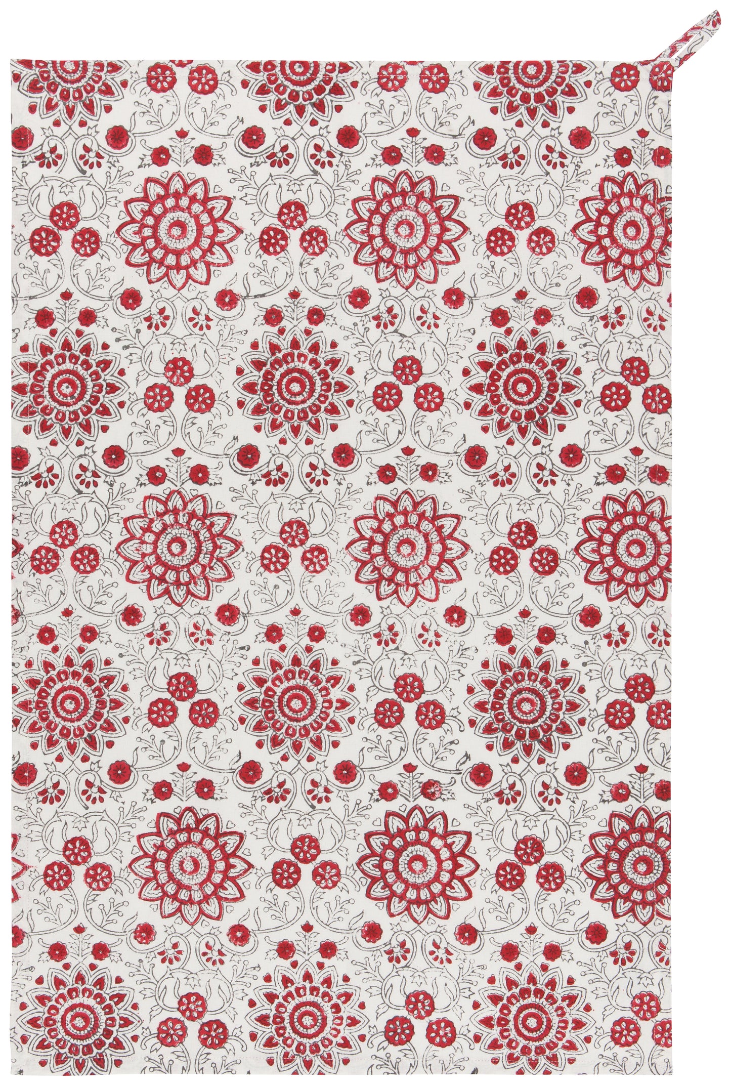 Block Print Passionflower Tea Towel