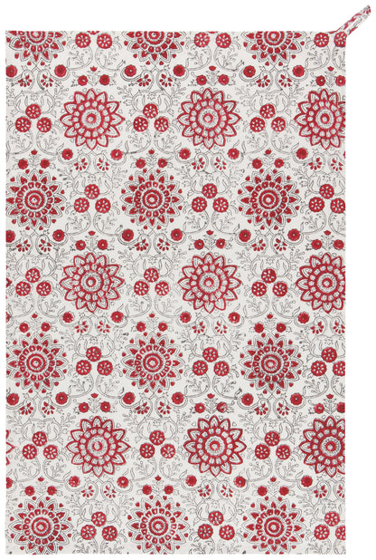 Block Print Passionflower Tea Towel