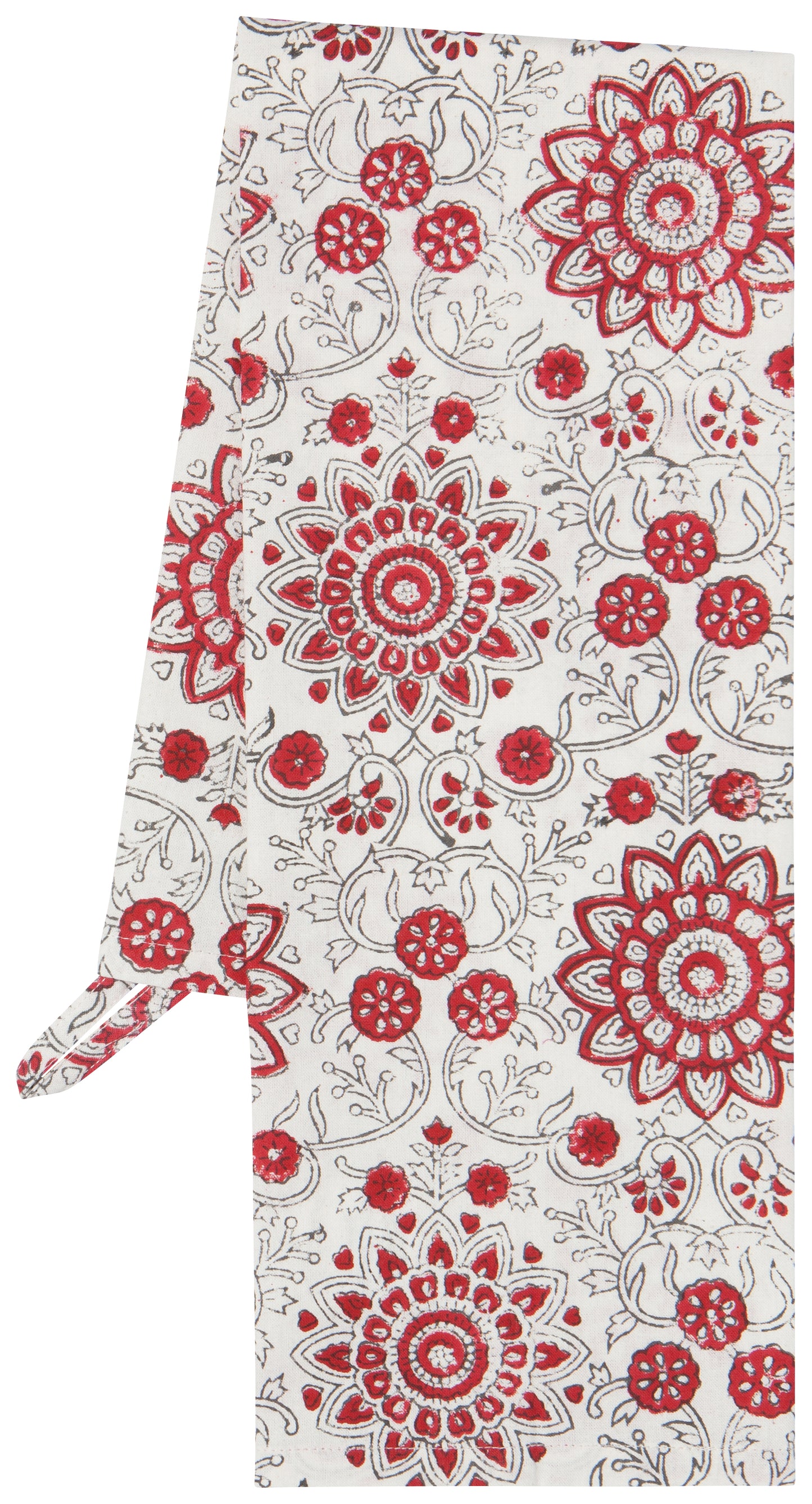 Block Print Passionflower Tea Towel