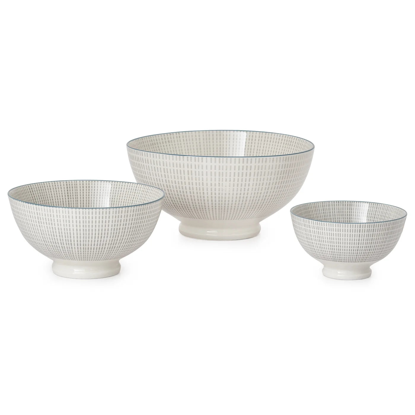 Kiri 8" Large Bowl Grey with Blue Trim