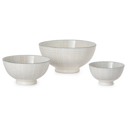 Kiri 8" Large Bowl Grey with Blue Trim