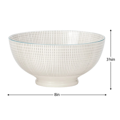 Kiri 8" Large Bowl Grey with Blue Trim