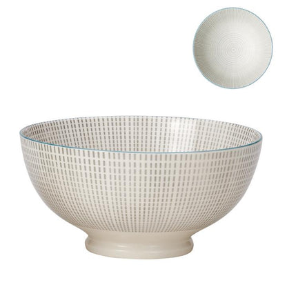 Kiri 8" Large Bowl Grey with Blue Trim