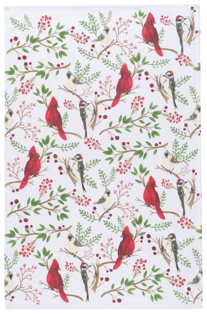 Winter Birds Print Tea Towel