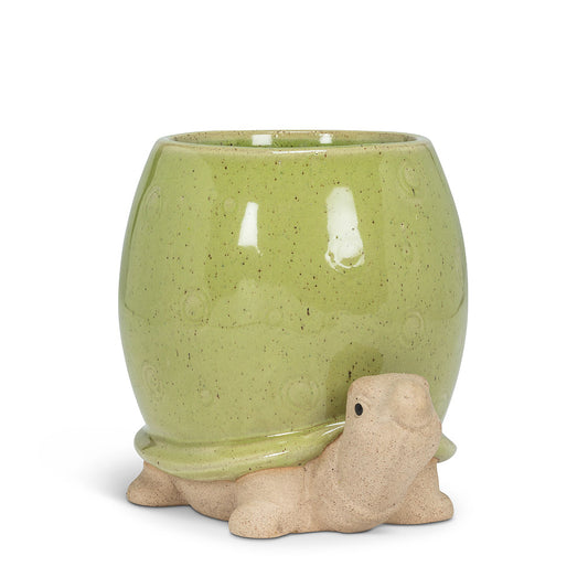 Tall Green Turtle Planter 5"H