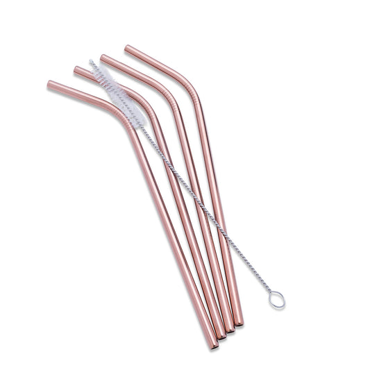 Rose Gold Straw Single Bent 8"L