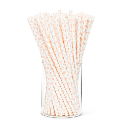 White Straws with Pink Dots