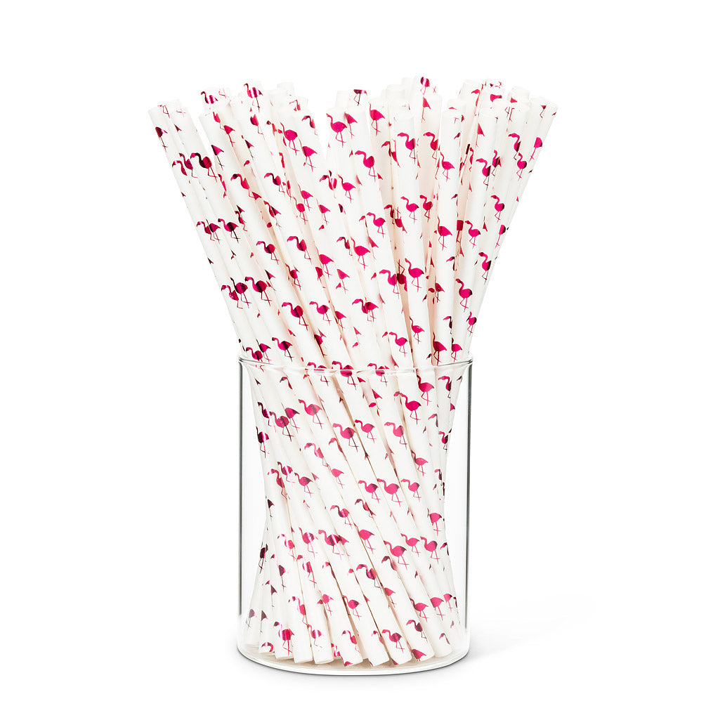White Straws with Flamingos