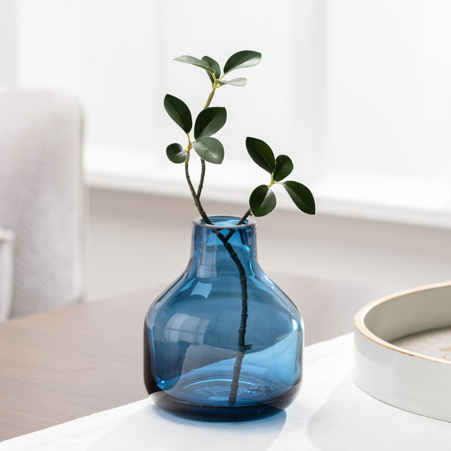 Beau Mini Bottle Glass Vase Blue