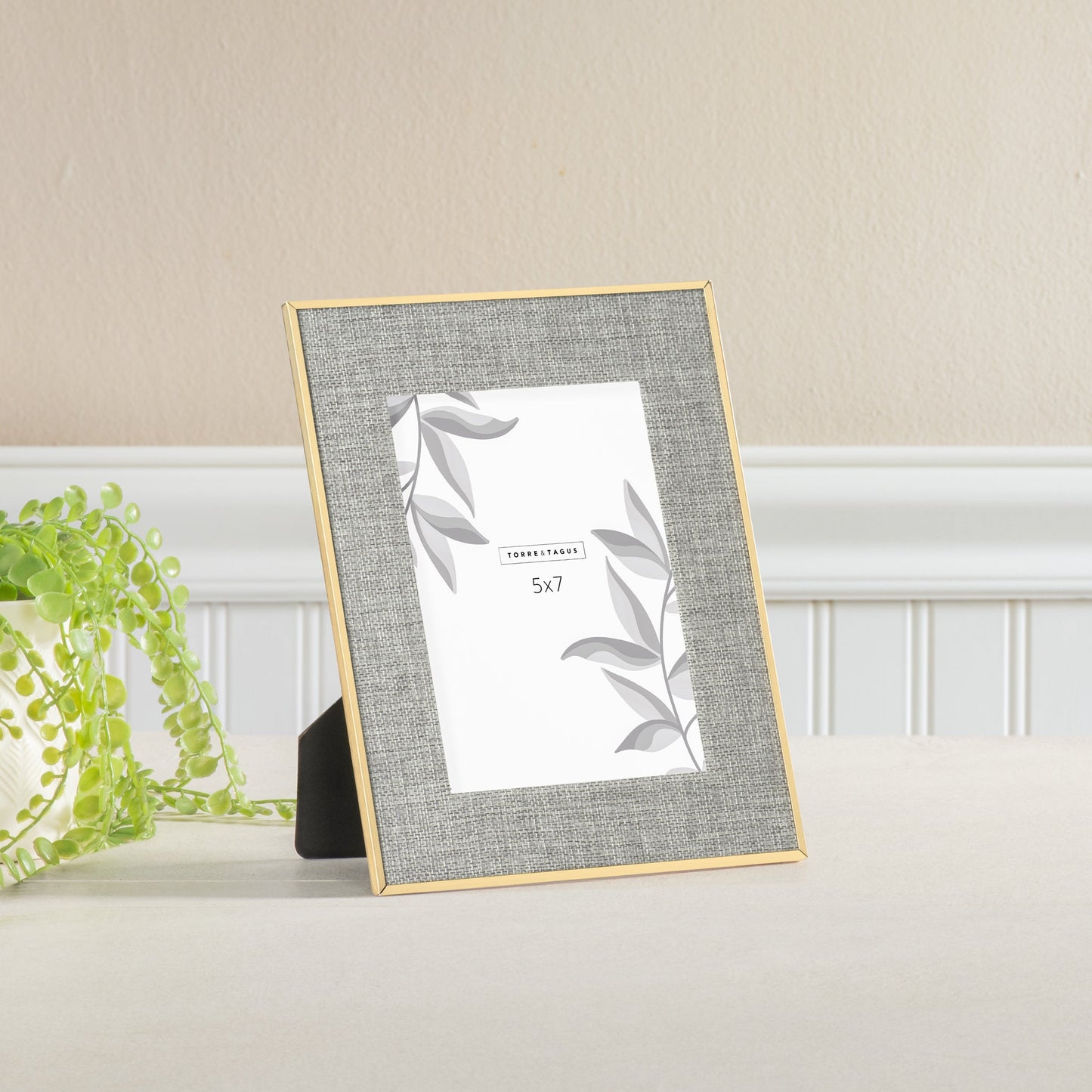 Linen Lined Gold Trim Glass Photo Frame